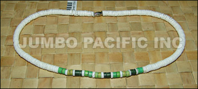 Shell Heishe Necklace with coco heishe green tones